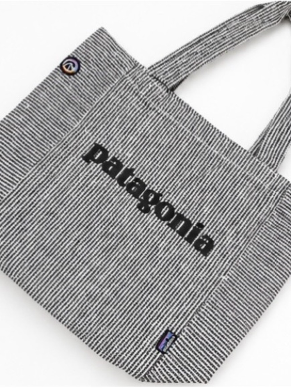 Patagonia Black & White Striped Canvas Tote